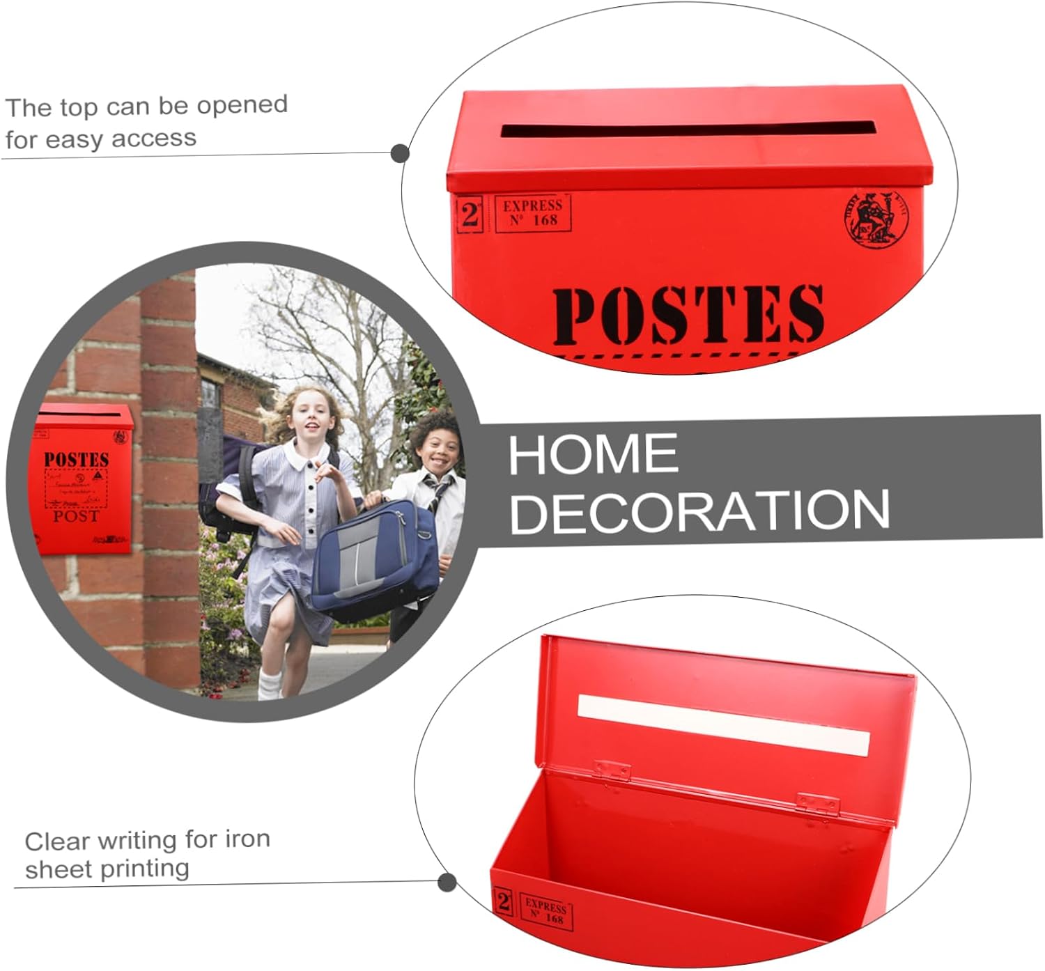 IMIKEYA Antique Style Mail Box Decorative Wall Mailbox Photo Accessory Easy Install