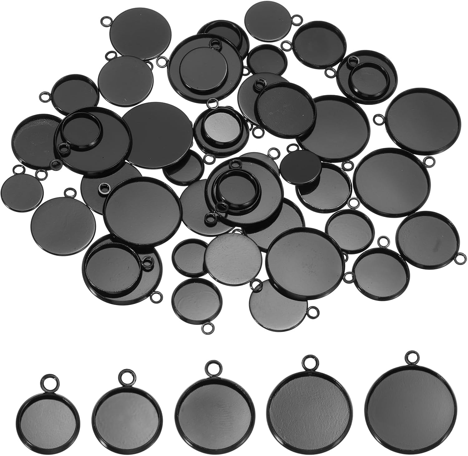 PATIKIL Pendant Trays for Jewelry Making, Blank Pendants Iron Single-hanging Bezel Settings Flat Base for Necklace Bracelet Charm