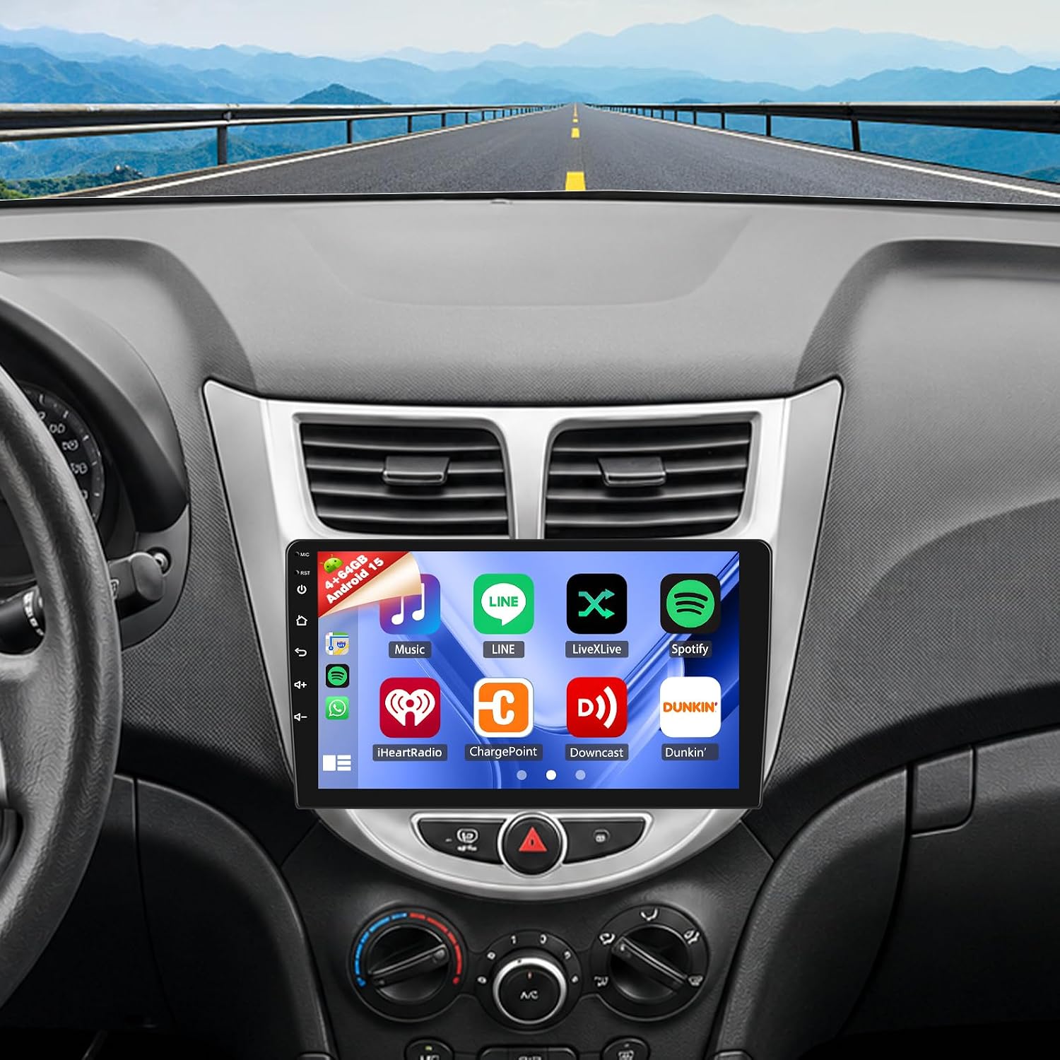 4+64G Car Radio for Hyundai Accent 2012-2017 Wireless Carplay Android Car Stereo, 9 Inch Touchscreen with Android Auto 5G WiFi GPS Navigation AHD Backup Camera FM RDS Radio Receiver