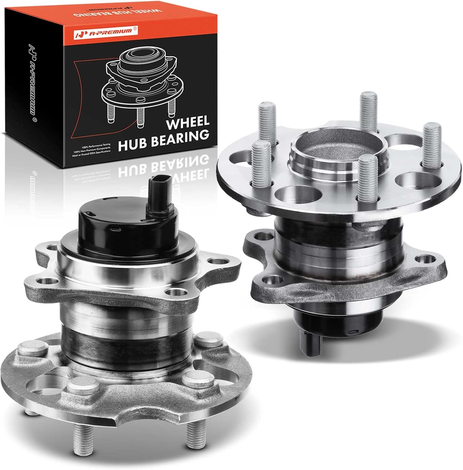 A-Premium 2 x Rear Wheel Bearing and Hub Assembly with ABS & 5-Lug Compatible with Toyota Highlander 2004-2007, Lexus RX330 2004-2006, RX350 2007-2009, RX400h 2006-2008, FWD