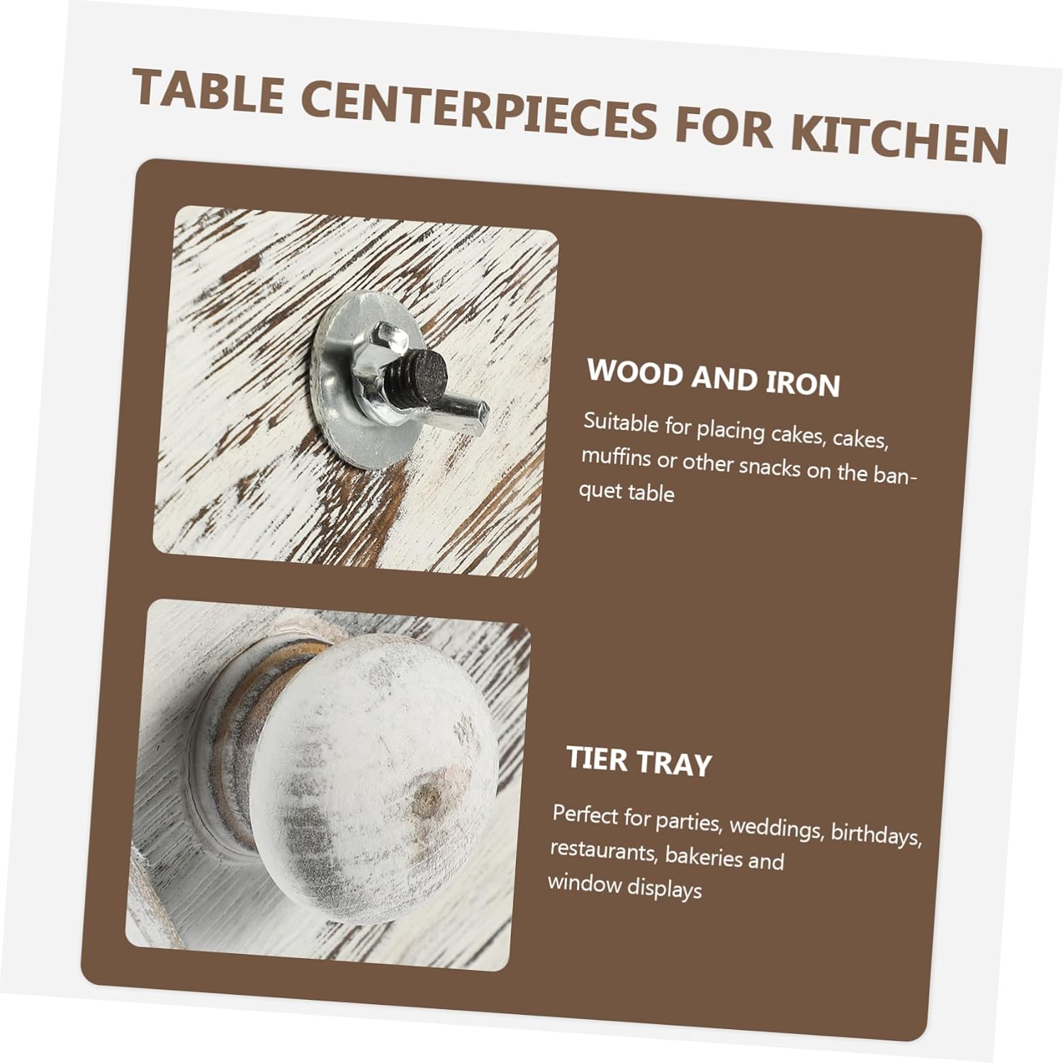 Farmhouse Style Cake Trays Wood Iron Construction Tiered Stand Wedding