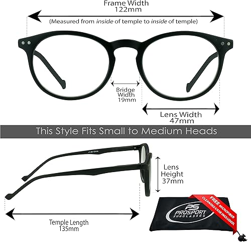 Miniatura 2 de proSPORT Gafas de lectura redondas retro vintage con detalles de perno para hombres y mujeres, pequeñas y ligeras