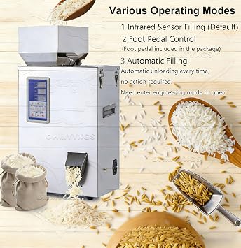 Electric Particle Filling Machine+Auger Powder Filler+1-200g Capacity & Digital Control+Foot Pedal & Auto Mode+Food-Grade Material+Perfect for Flour & Bean Packaging 100G