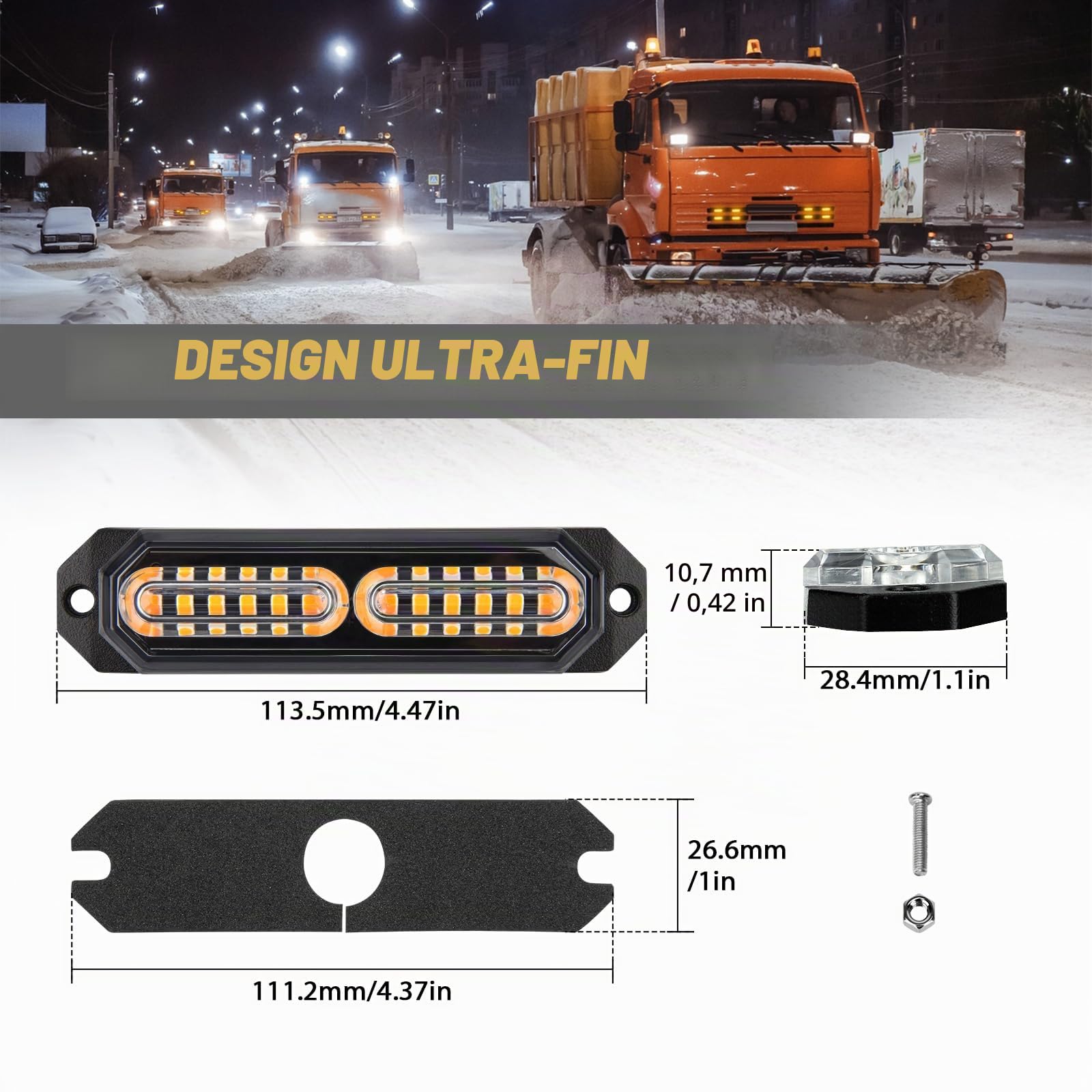 Lampe Stroboscopique Ambrée Pour Véhicules, 4PCS Feux LED Avec Boîte de Contrôle, 20 Modèles, 12V-24V Pour Voiture Van Camion