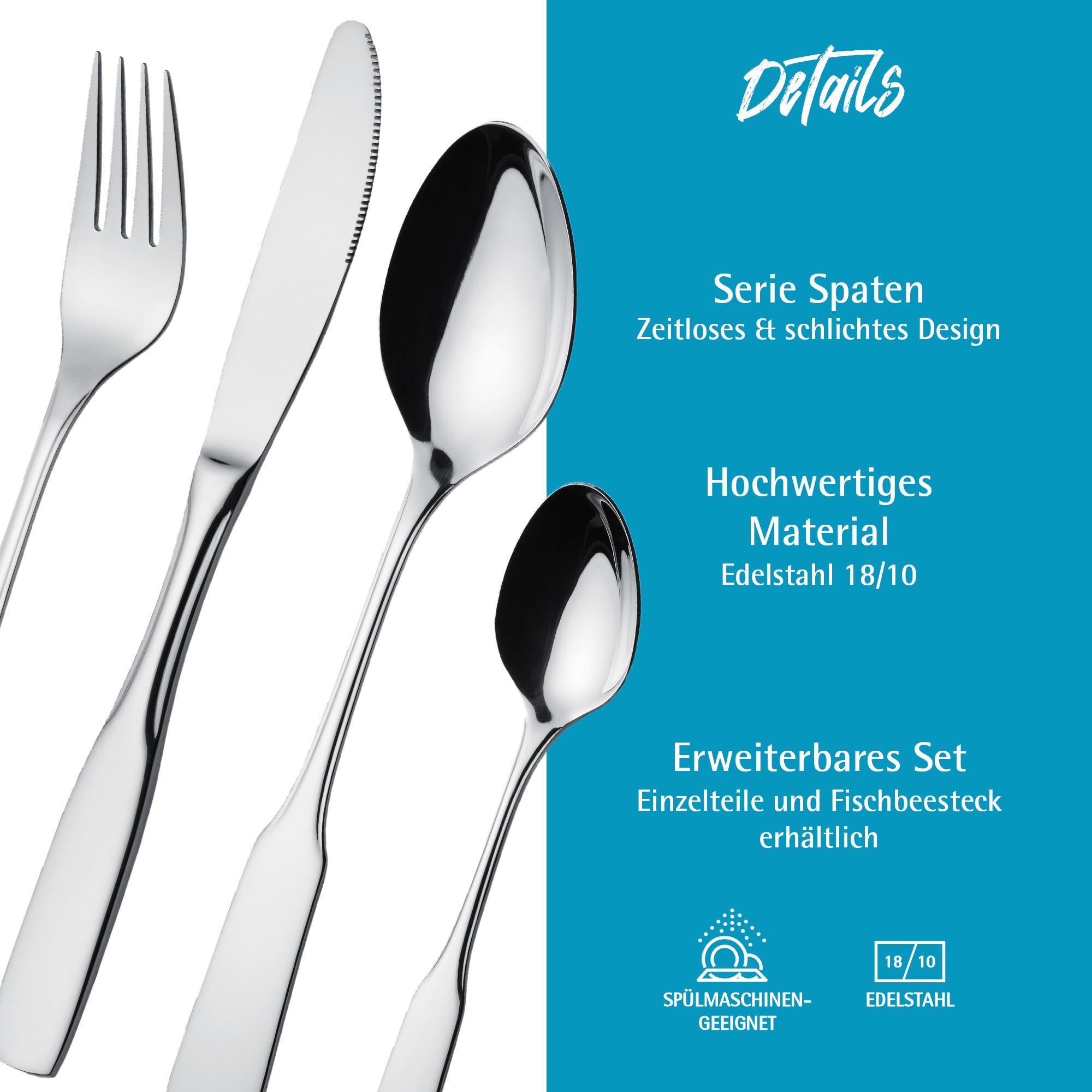 GRÄWE® SPATEN - Set di posate da tavola in acciaio INOX 18/10, 30 pz
