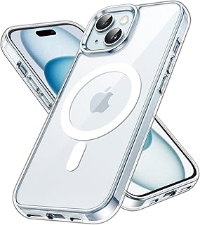 JETech Magnetic Case for iPhone 15 Plus 6.7-Inch Compatible with MagSafe Wireless Charging, Shockproof Phone Bumper Cover, Anti-Scratch Clear Back (Clear)