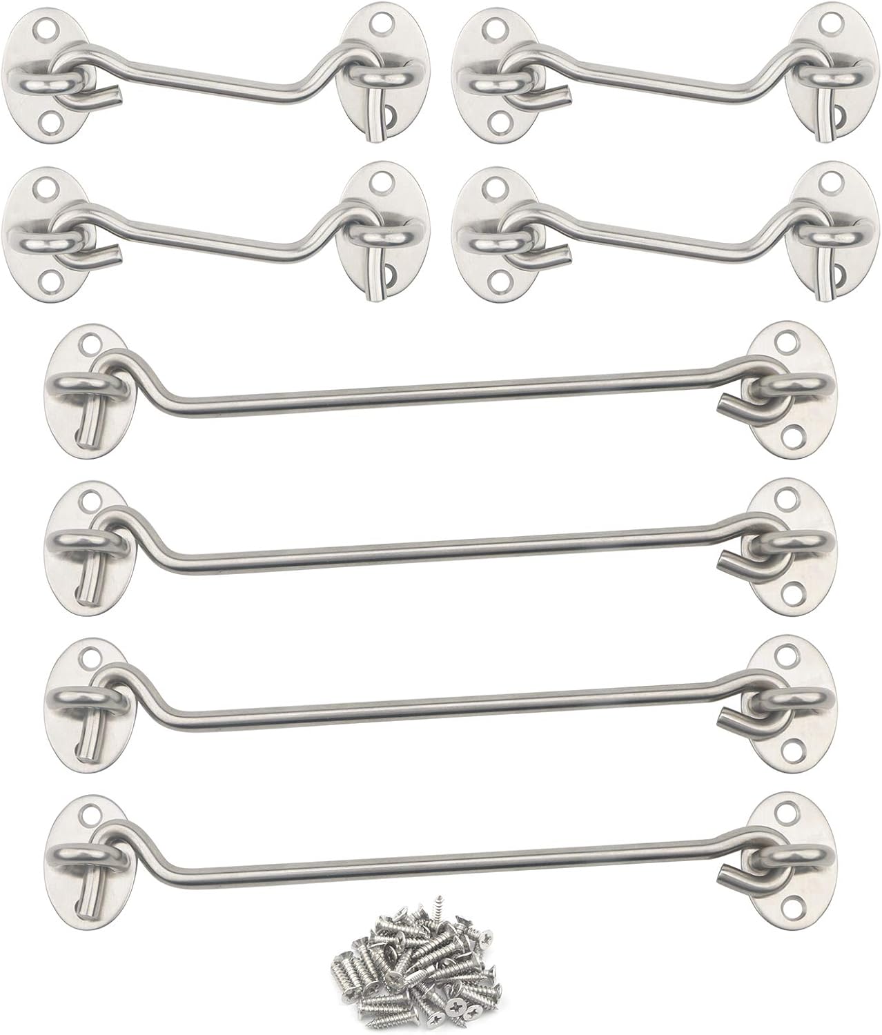 Newzoll 8Pcs Barn Door Lock Hook and Eye Latch Set, 10.5" /5.2