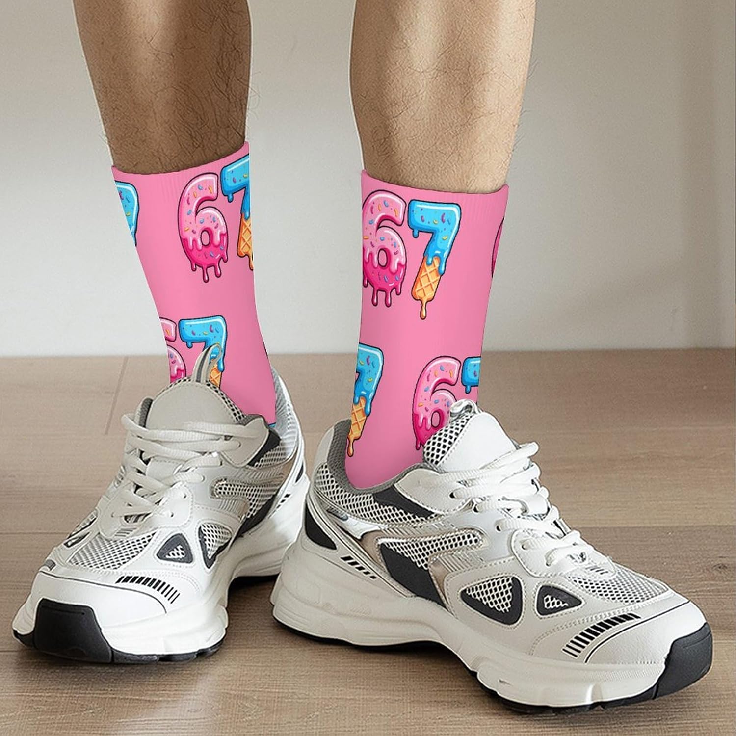 67 Socks Ice Cream 6 7 Meme Novelty Six Seven Crew Socks Funny Gifts For Boys Girls Men Women