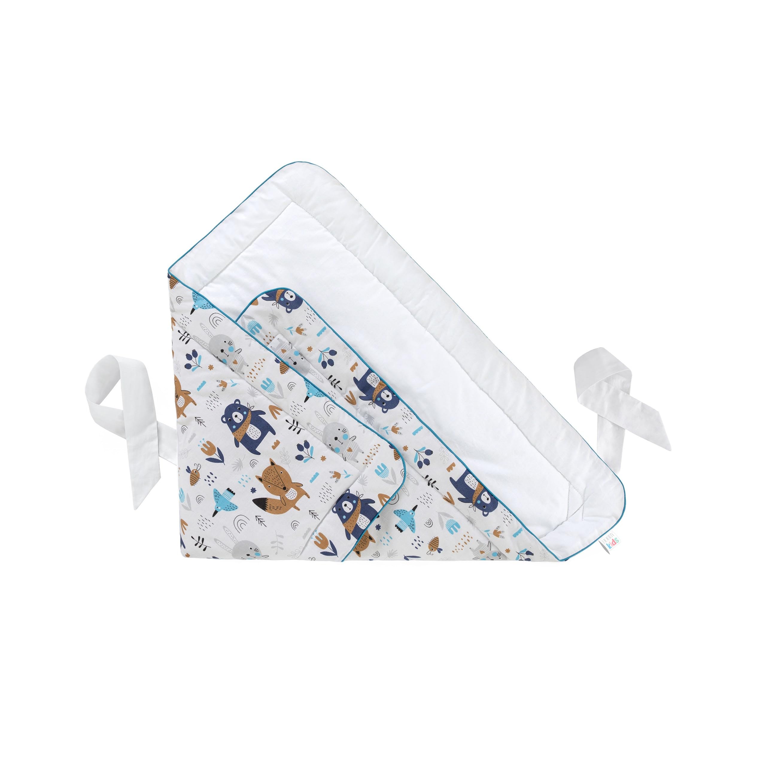 Kocyk do owijania fotelika dla niemowląt – kocyk dla noworodków z ochroną głowy i podparciem głowy – 75 x 75 cm – koc Swaddle od 0-3 miesięcy (niedźwiedź i lis)