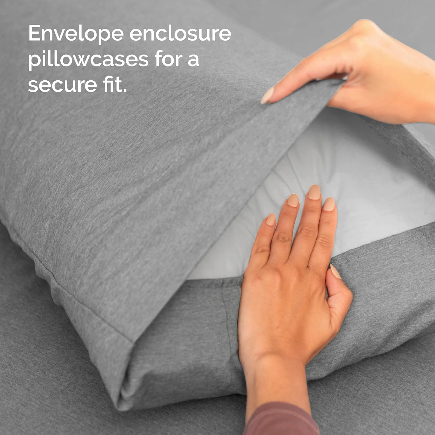 4 Piece Twin XL Grey (Heathered Sheets) Bed Sheet Set + White Adjustable Bedskirt w/ 15" Drop Bundle - Hotel Luxury Quality Sheets with 16 inch Deep Pockets - Cooling, Soft & Wrinkle Free - Oeko-Tex