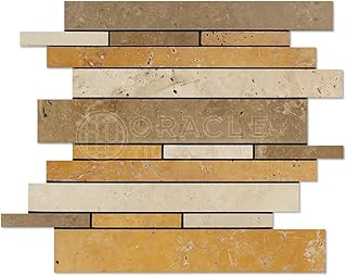 Mixed Travertine Random Strip Mosaic Tile, Honed - Box of 5 sq. ft.