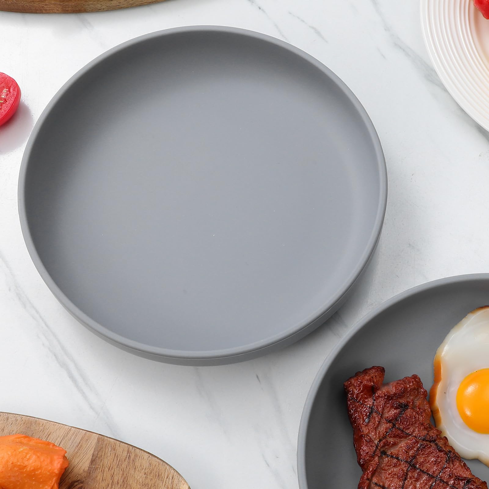 Assiette Anti-débordement pour Personnes Âgées 2 Pièces en Silicone | Base à Ventouse, Usage Hospitalier et Maison de Retraite, Conception Anti-renversement pour Adultes