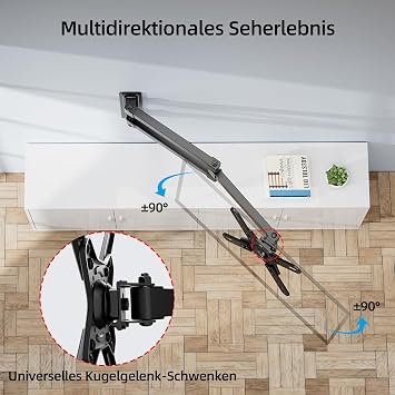 HOME VISION Full Motion TV Wandhalterung 360° Drehung,180° Schwenken, TV Halterung für 17-42 Zoll Flachbildschirm TV Monitor Wandhalterung TV Halterung Max VESA 200x200mm bis zu 15kg