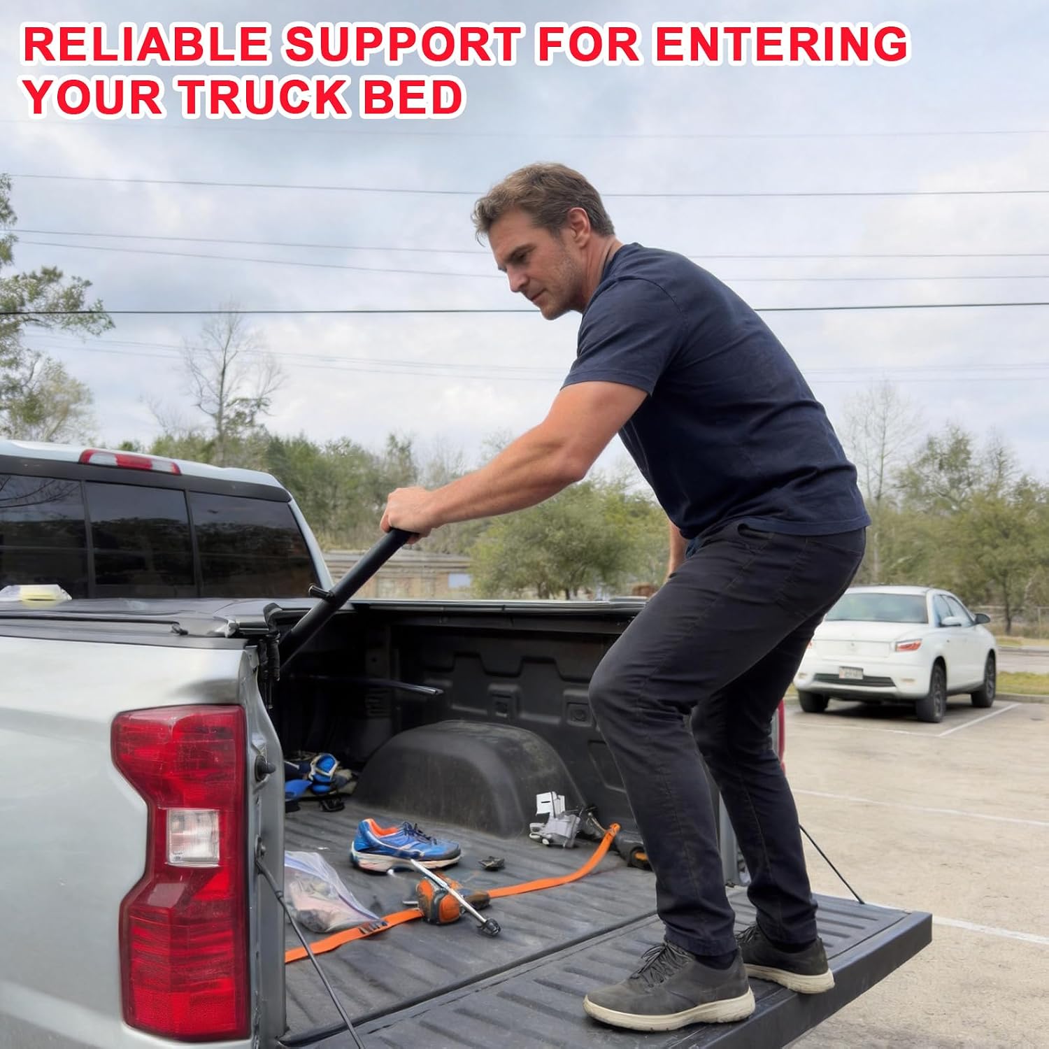 Auxiliary Tailgate Step Handle Compatible with 2019–2026 Chevrolet Silverado 1500 2500 HD 3500 HD GMC Sierra 1500 2500 HD 3500 HD Replaces 85116689 84726114