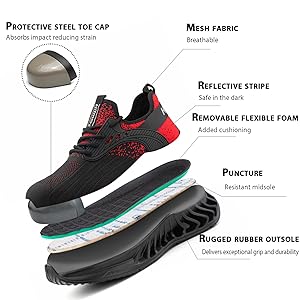 Scarpe Antinfortunistiche Uomo Hitmars Con Punta In Acciaio - Leggere, Antiscivolo, Traspiranti - Foto 4