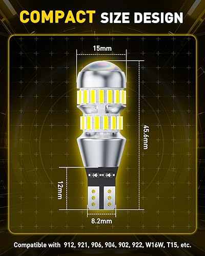 Miniatura 22 de AUXITO - 194 bombillas led para luz de placa, chips 168, 175, 2825, W5W, T10, 24-SMD, 3014, 6000 K, color blanco, luces de automóvil, interiores
