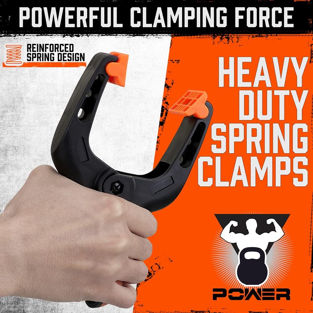 HORUSDY 6-Pack Spring Clamps Heavy Duty, 7-inch Large Plastic Clamps for Crafts with 3.7 Inch Jaw Opening for DIY, Gluing, Clamping and Securing