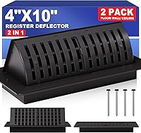 JSLIN 4x10 Floor Register with Adjustable Vent Deflector, Black 2-Pack - Durable 2-in-1 Vent Covers for Floor, Wall, Ceiling