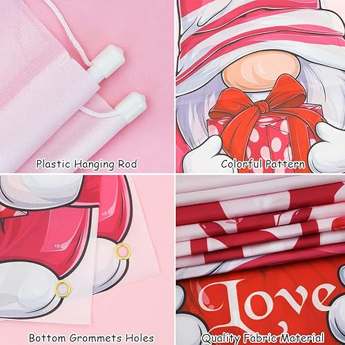 Miniatura 7 de Cartel de feliz día de San Valentín letras Kiss ME Be Mine para el día de San Valentín cartel de porche con patrón de caja de regalo de corazón de