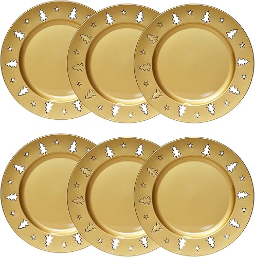 Miniatura 2 de Spsyrine Platos de carga blancos, juego de 6 cargadores para platos de cena, cargadores de mesa de 13 pulgadas para bodas a granel, decoración de
