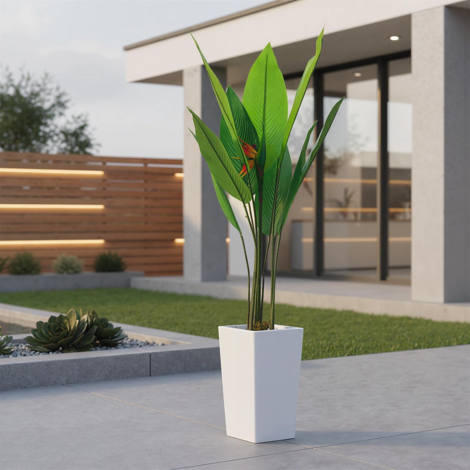 Künstliche Pflanzen Mit Blumentopf, 147cm - Dekorative Bodenpflanze Für Wohnzimmer, Büro, Eingangsbereich, Außen & Haustür - Kunstpflanzen Deko