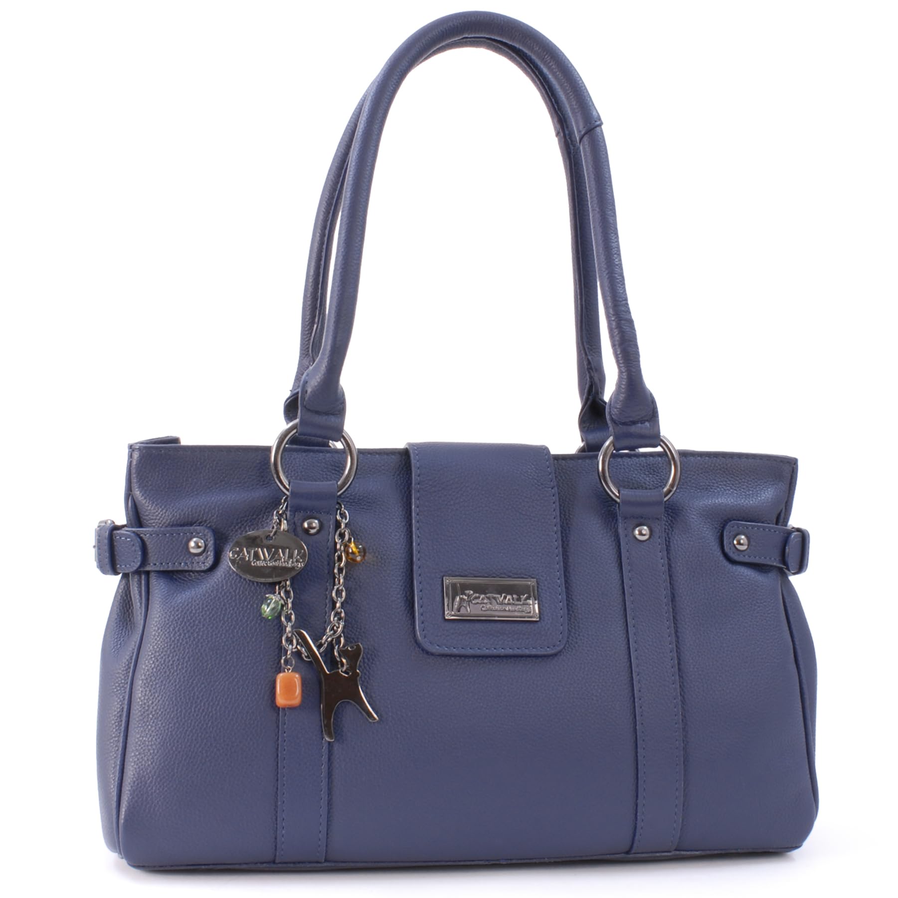 Catwalk Collection HandbagsWomen's Medium Leather Shoulder Bag - Multiple Pockets and Compartments - Martina