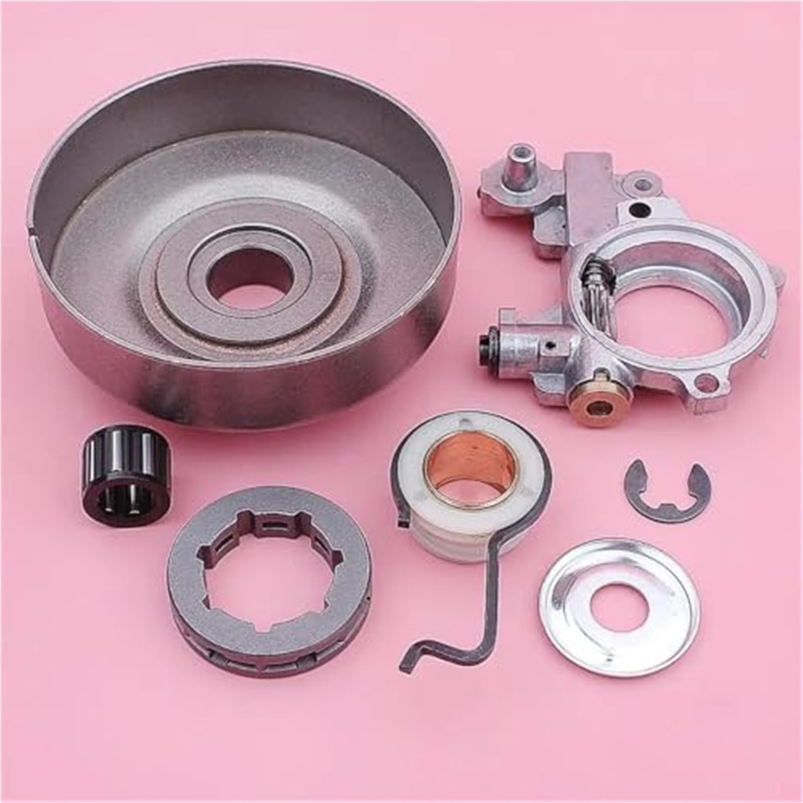 Reemplazo del embrague de herramientas de jardín, BTFWM Kit de engranaje helicoidal de bomba de aceite con rodamiento de piñón de tambor de embrague de 3/8 y 7 dientes, for motosierras STIHL, MS361 11