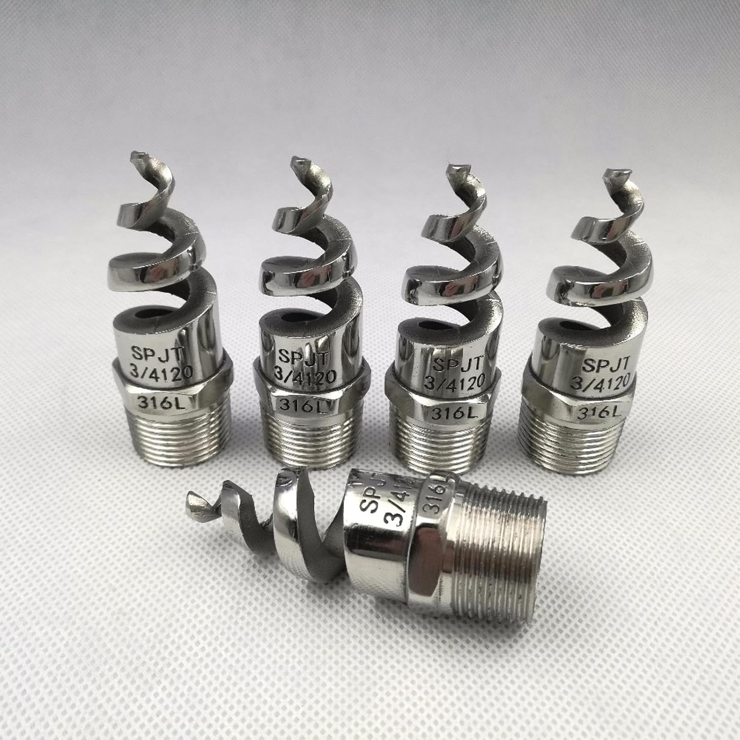 SEIWEI 5 Pcs Stainless Steel Spiral Sprayer, Atomizing Nozzle for Dust Reduction, Gas Cooling, Washing, Fire Proof, Anti Clogging, Easy to Install (1/2" Thread)