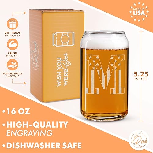 Miniatura 2 de Vasos de cerveza con monograma para hombres (A-Z) 16 oz - Regalos de cerveza para hombres hermano hijo papá vecino - Regalos únicos para él - Regalo