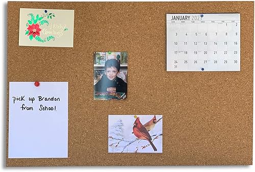 Miniatura 18 de Manton Cork Hoja de corcho de 24 x 36 x 1/2 pulgadas de grosor con tiras adhesivas, tableros de anuncios de corcho 100% natural y sostenible.