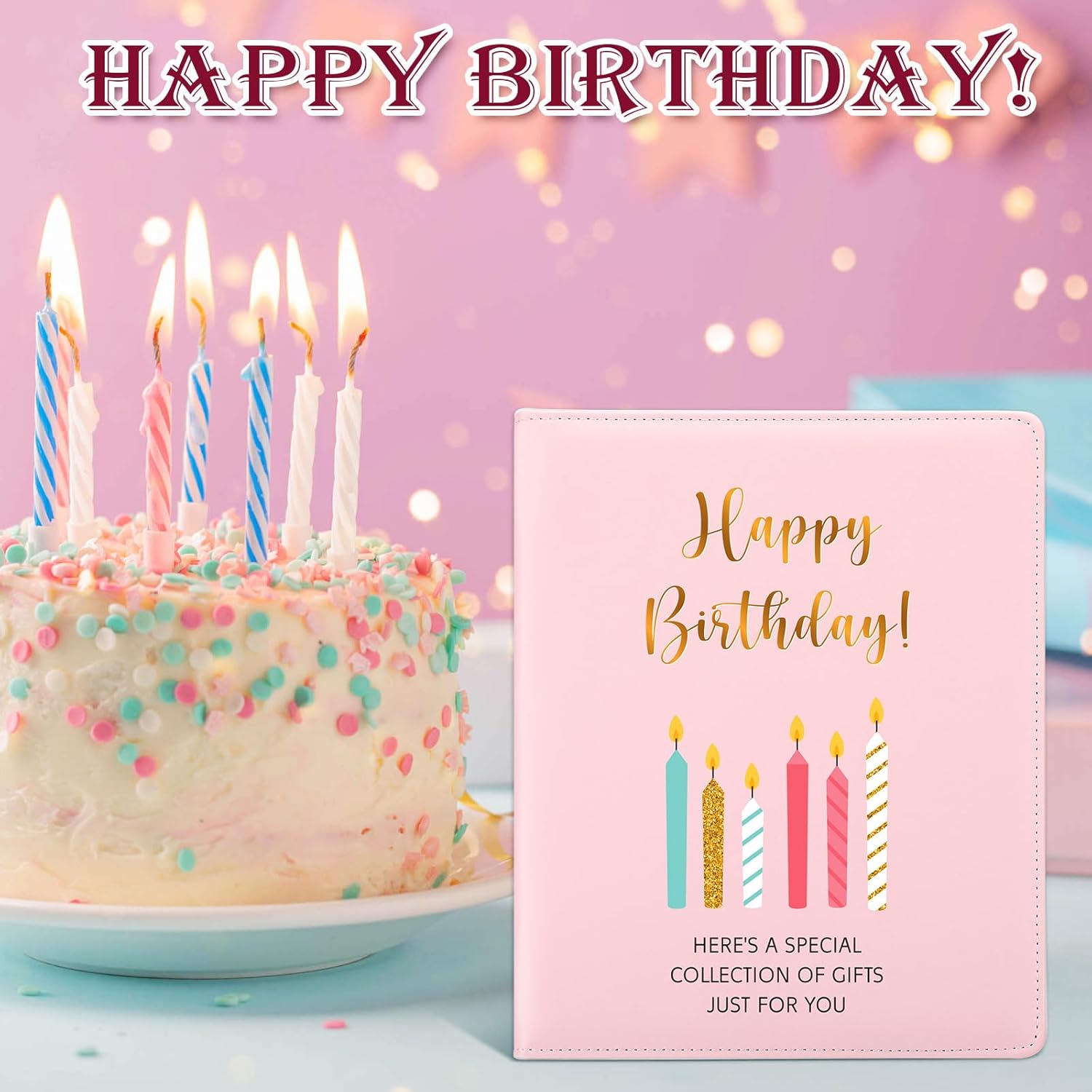 Epakh Happy Birthdayギフトカードブック 9 x 7インチ グリーティングカード ブックレットキーパー オーガナイ