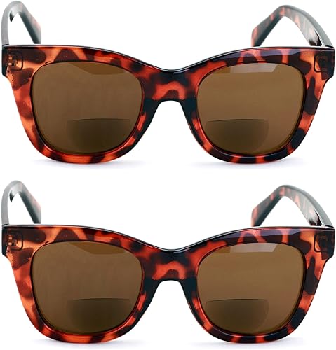 Miniatura 10 de V.W.E. 2 pares de lentes de sol de lectura bifocales para mujer, grandes, de gran tamaño, atrevidos