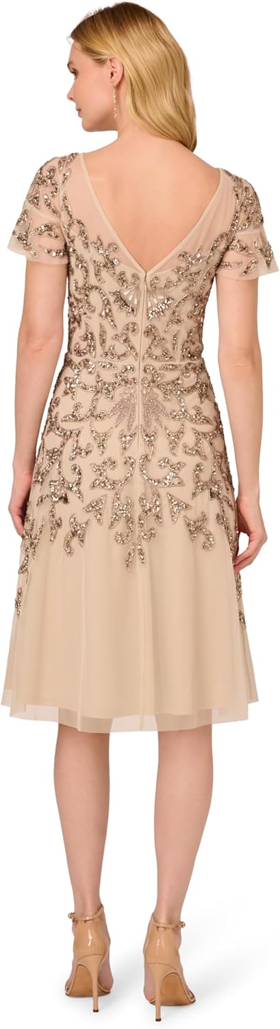 Adrianna Papell Womens Beaded Lace Dress - Image 2