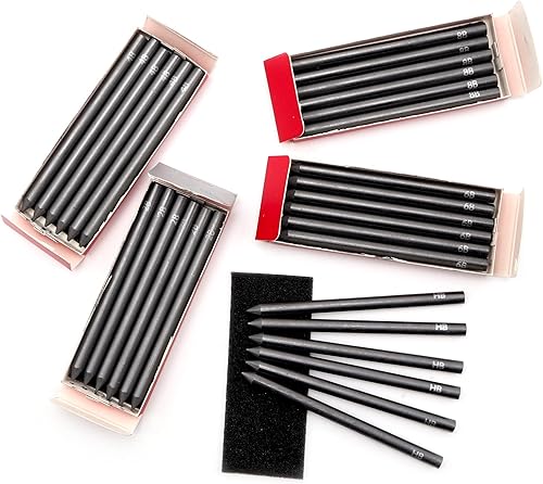 Lápices de grafito de 0.220in de plomo, 30 piezas hb 2b 4b 6b 8b de grafito de repuesto para dibujo de bocetos, dibujo de madera, trabajo con caja