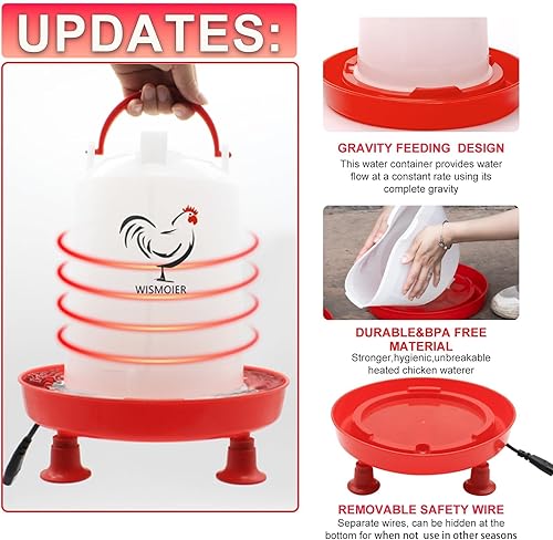 Miniatura 5 de WISMOIER Juego de comedero y bebedero para pollo, equipo automático de alimentación de pollo, kit de alimentador de bebederos colgantes para aves de