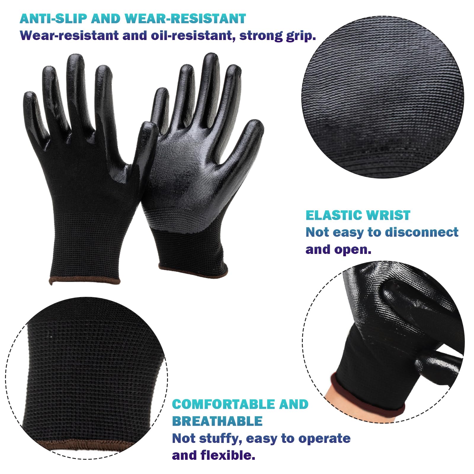 BDSHUNBF 6 works Work Gloves Gardening Gloves, Safety Gloves with Secure Grip on Palm & Fingers - Image 3