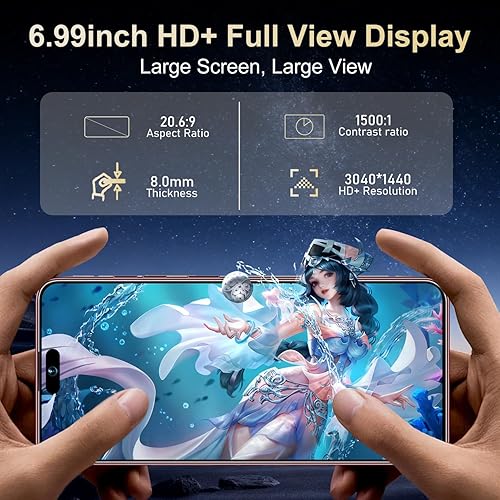 Miniatura 3 de 17PROMA X Teléfono desbloqueado  Teléfono celular Android 15.0  16+512GB Smartphone Pantalla HD de 6.99 pulgadas  Batería de larga duración 7000mAh