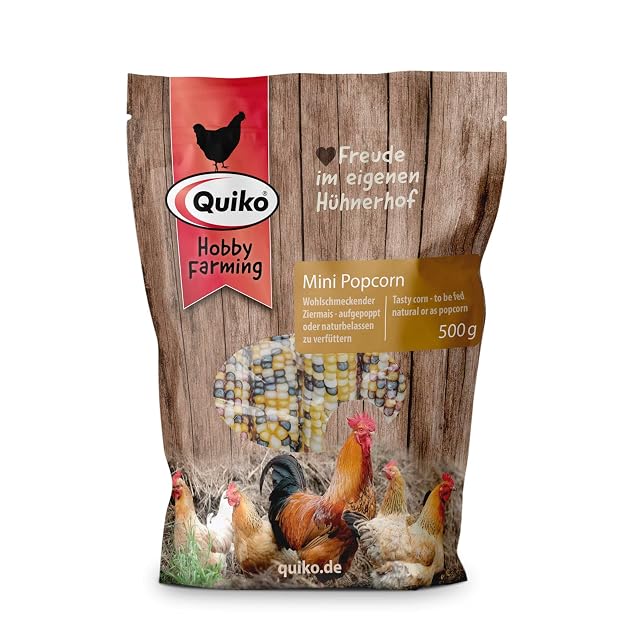 Quiko Hobby Farming Mini Popcorn 500g - para Pollos, codornices y Aves de Corral - Snack Sano y Natural