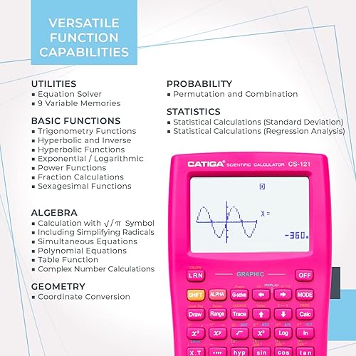 Miniatura 18 de CATIGA Calculadora científica con funciones gráficas, múltiples modos con interfaz intuitiva, perfecta para cursos principiantes y avanzados, 1.1)