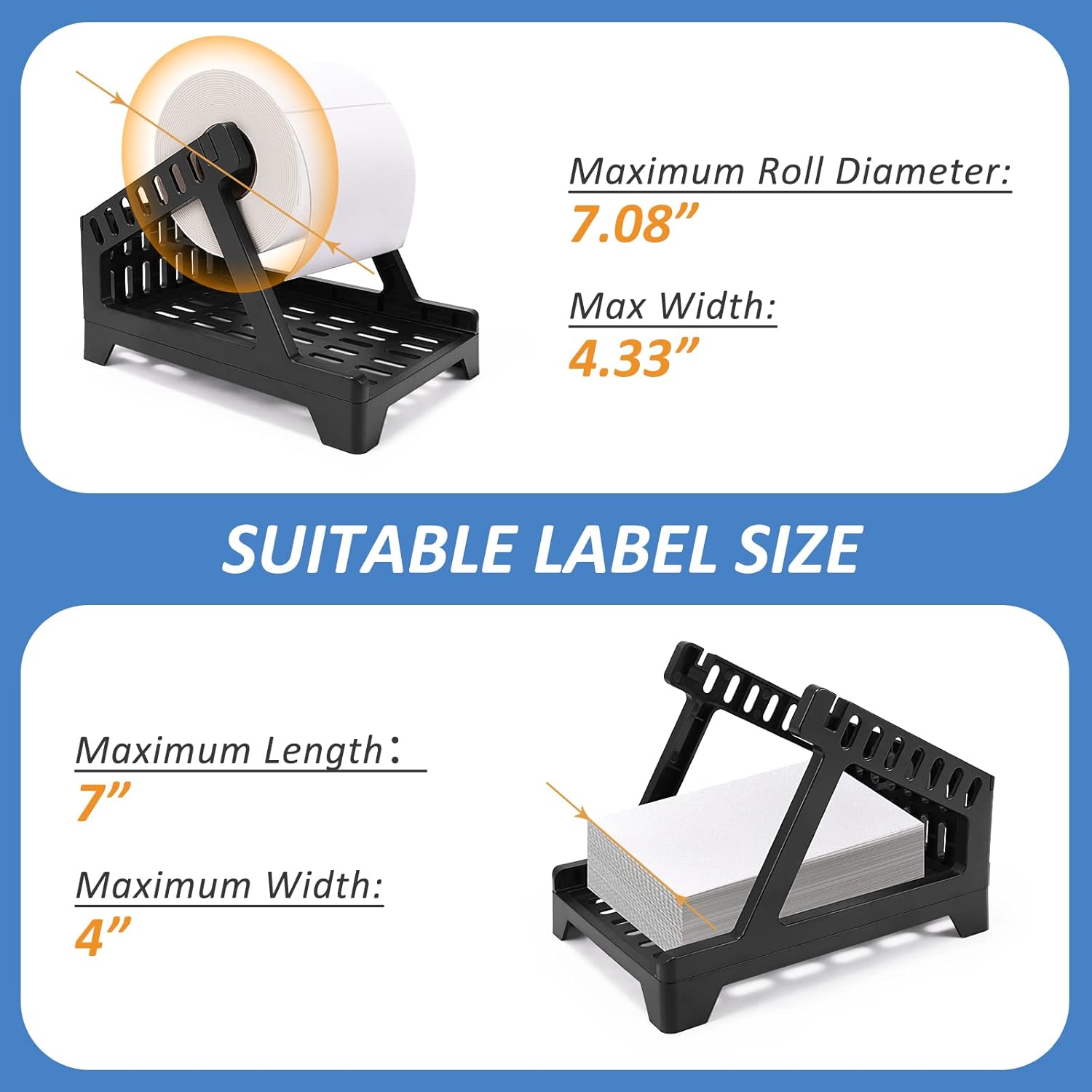 LERMITY Label Holder Thermal Label Holder for Rolls and Fanfold Labels Direct Shipping Label Stand Desktop Printer Accessory for Home, Office (Black) : Office Products