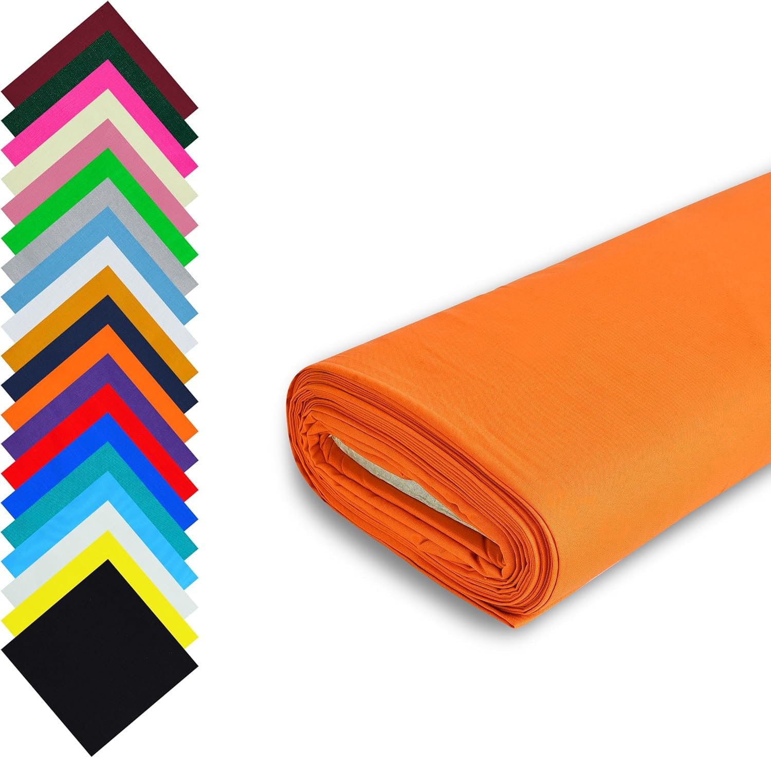 Fashion Track Orange Fabric Cotton by The Metre UK - 58 Inches / 147.5 cm Wide - 100% Cotton Fabric Plain - 60 Square - Available in 20 Colours and 5 Sizes (5 Metre, Orange)