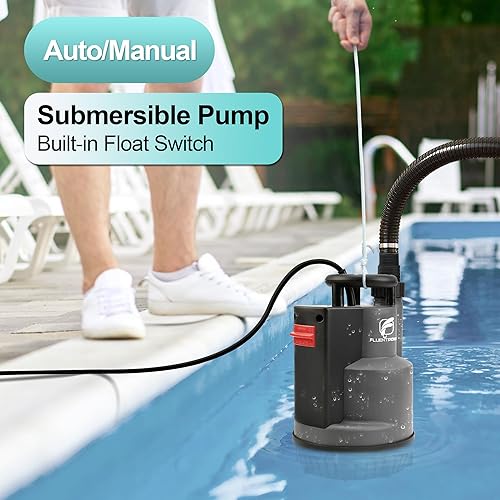 Miniatura 2 de FLUENTPOWER - Bomba de sumidero sumergible de 12 HP 2500 GPH, bomba de agua de utilidad, control automáticomanual mediante interruptor de flotador