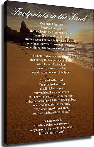 VhoMes Póster de huellas inspiradoras de poema en la arena, decoración de pared para el hogar, lienzo, impresión de imagen HD, decoración de