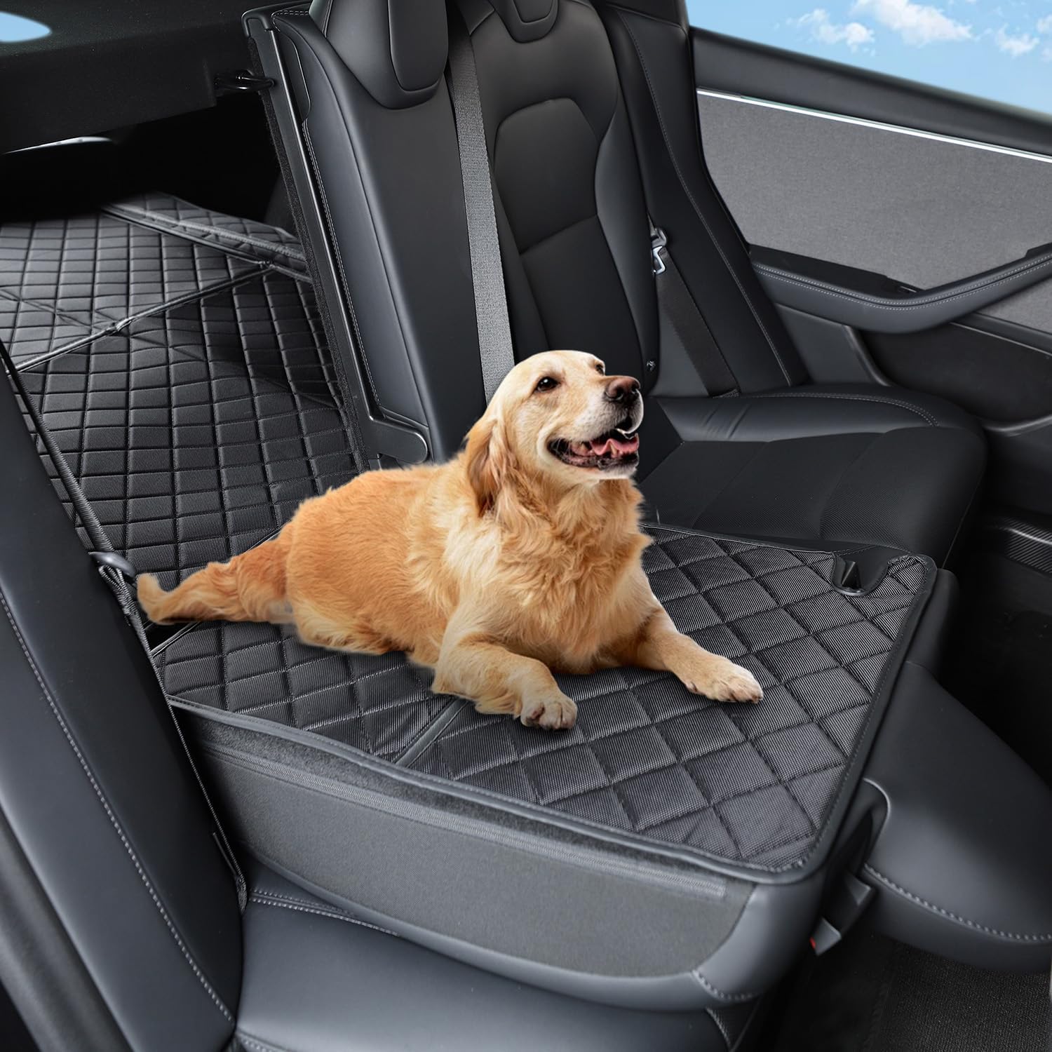 ThinSGO for Tesla Model 3 Highland Trunk Pet Mat Waterproof PU Leather Cargo Liner for Dogs Rear Seat Cover for Tesla Model 3 2024 Version