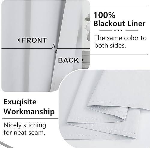 Miniatura 4 de Simplebrand 100% Blackout Curtain Liner for Living Room, Thermal Insulated Blackout Liners for 84 Inch Behind Curtains, 2 Liners Per Set with 14