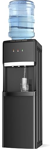 Euhomy Enfriador de agua de carga superior para 5 galones, 3 ajustes de temperatura fríocalientecálido, bloqueo de seguridad para niños, dispensador