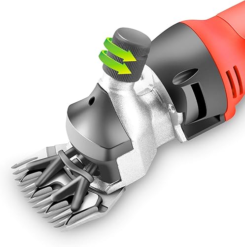 Sheep Shears 500W Professional 6 Speeds, Heavy Duty Sheep Clippers for Sheep, Alpacas, Goats and Thick Coat Animals(Red)