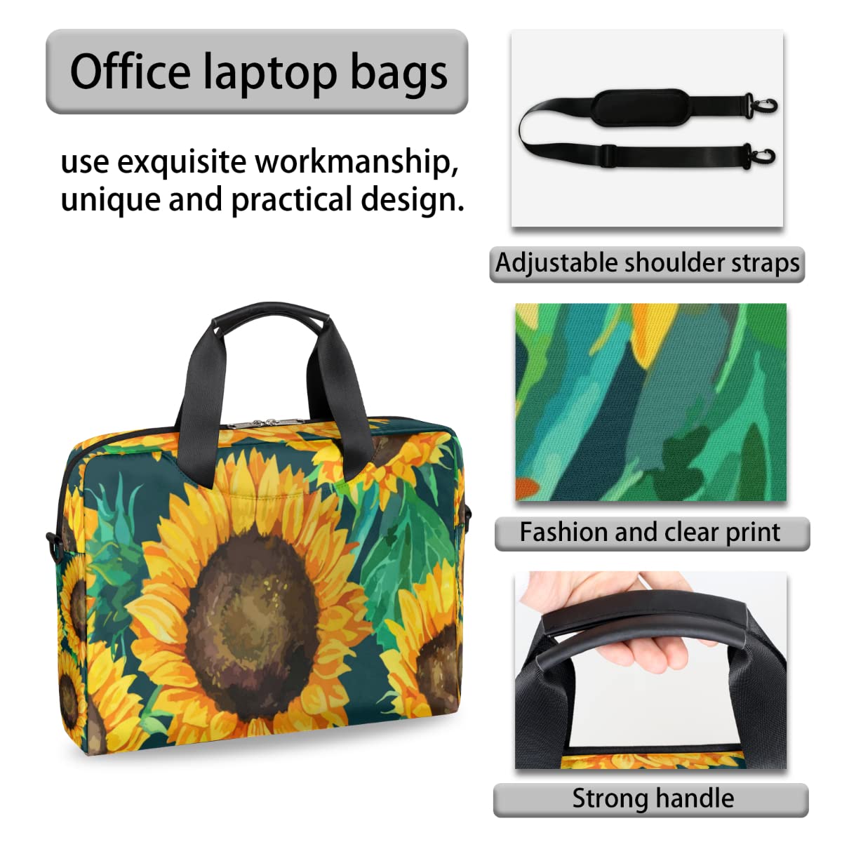 Custodia per laptop con fiori di girasole per borsa a tracolla da 13 a 16 pollici con fiori gialli borsa a tracolla per laptop valigetta borsa da trasporto