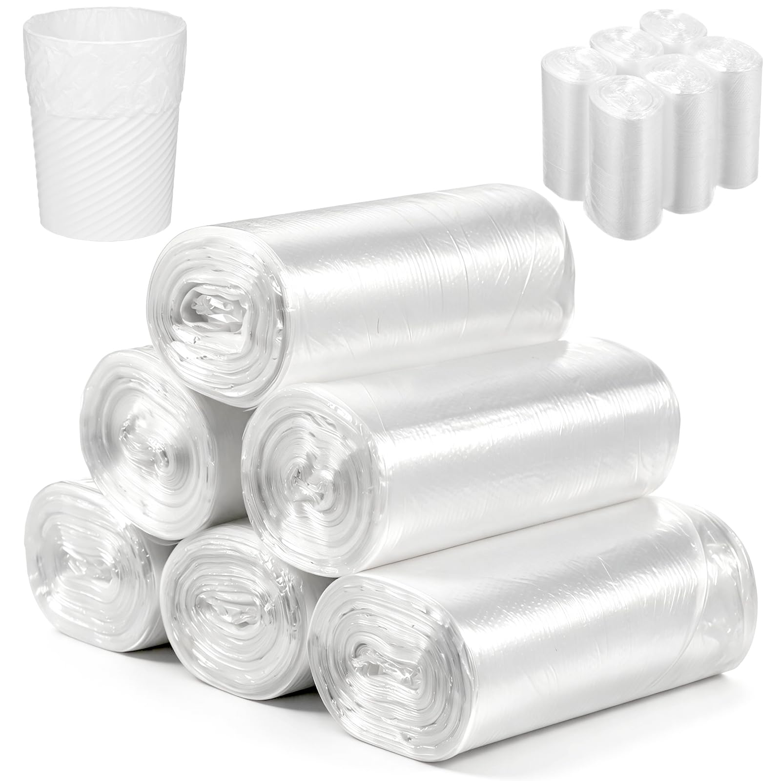 1000 Stück kleine, transparente Müllbeutel, 2-4 Gallonen Müllbeutel, Damenbinden-Entsorgungsbeutel, geruchlose Hygiene-Müllbeutel für Badezimmer, Büro, Küche, 45 x 50 cm, 10 Rollen