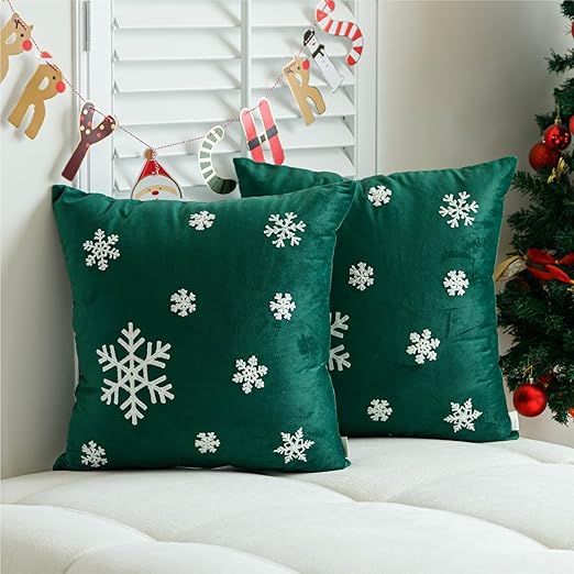 a moment Pack of 2 Christmas Snowflake Embroidered Throw